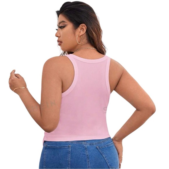 BUNDLE OF SHEIN Essence Plus Pair Of Solid Ruched Hanky Hem Tank Tops. - Picture 3 of 7